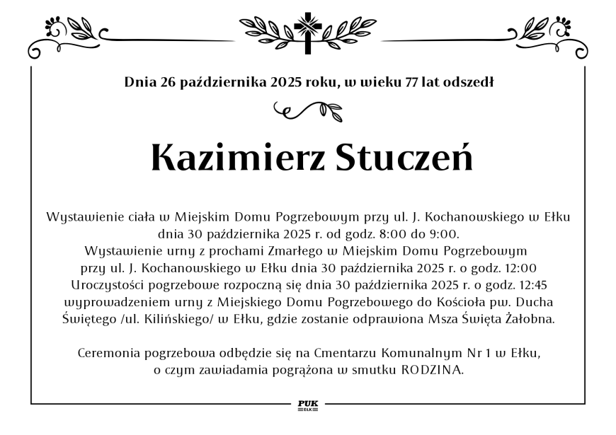 Kazimierz Stuczeń - nekrolog